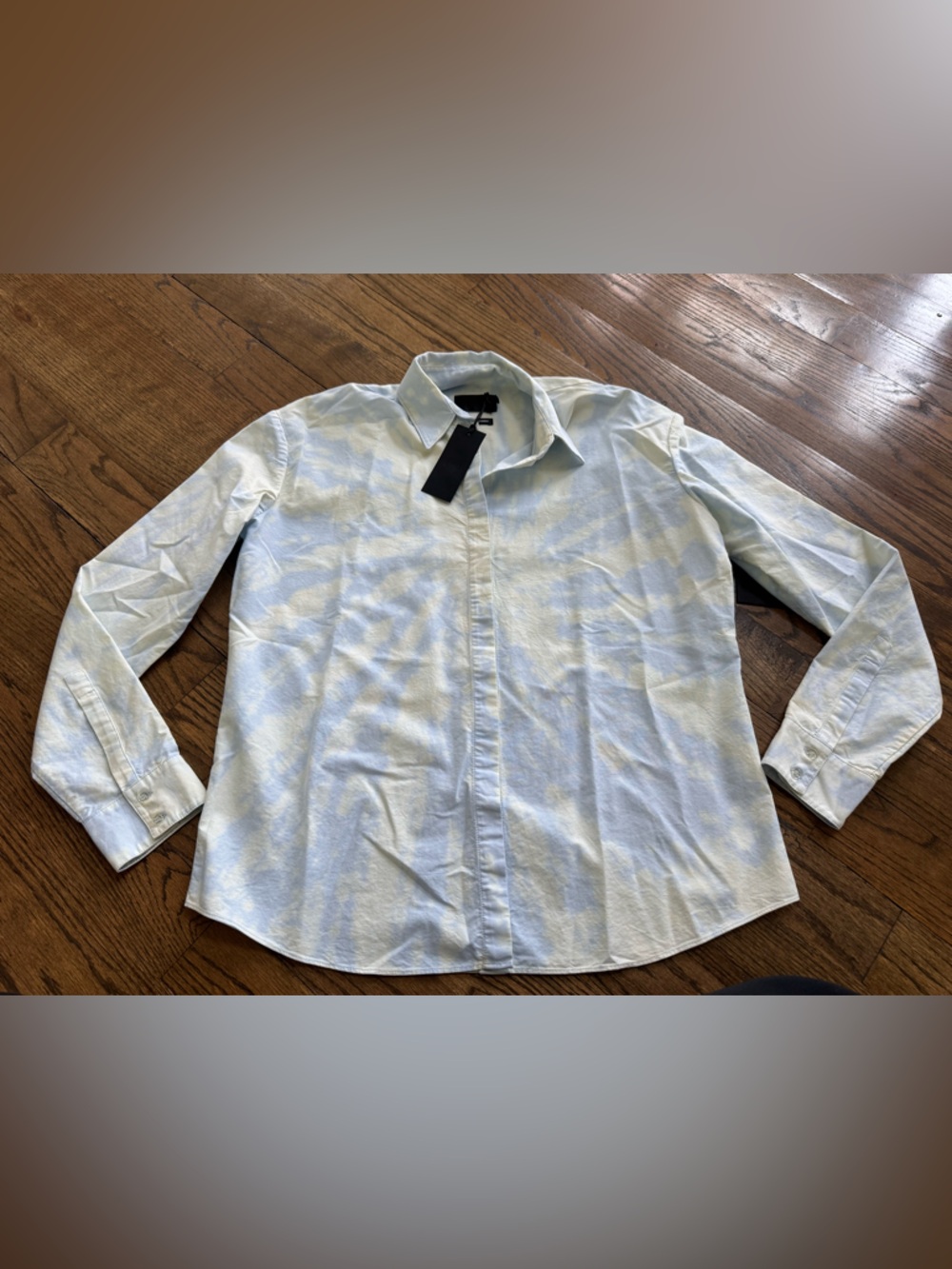 RTA Light Blue Button Down Shirt Japanese Fabric Cotton Blouse NWT Size Medium